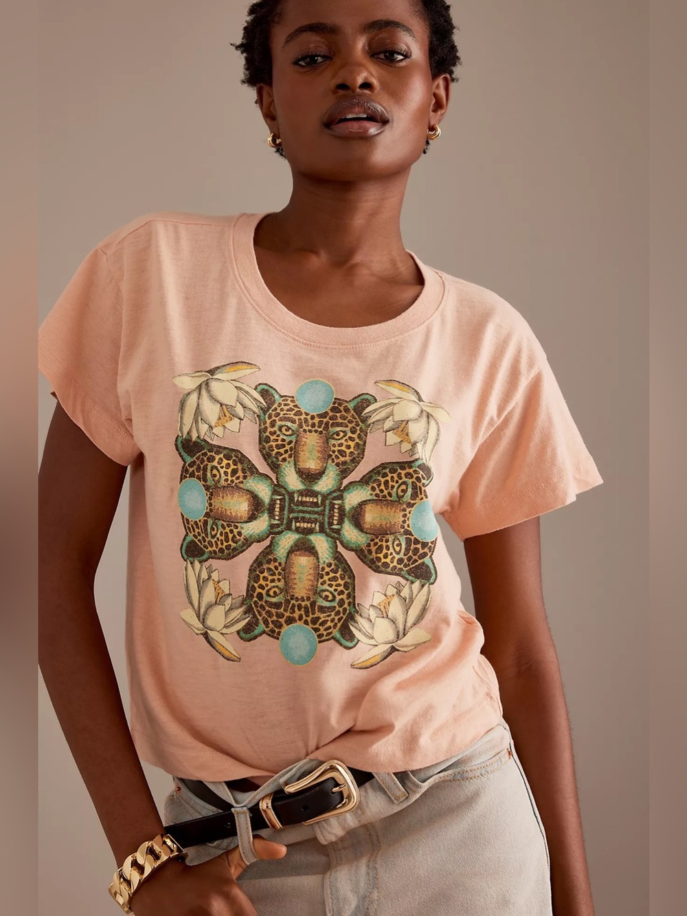 Pilcro The Billy Regenerative Cotton Leopard Graphic Tee XXS